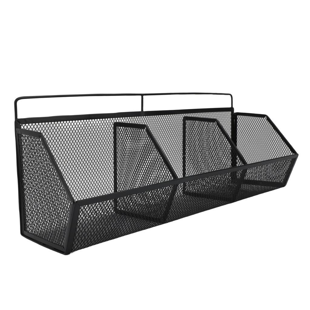 3 Grids Hanging Basket Wall Mount Slanted Opening Metal Wire Storage   for Kitchen Bathroom Laundry Room