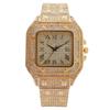 Hot Sale Fashion Square Diamond Full Diamond Roman Graded Scale Ladies Watch Women's Watch Quartz Watch Silver Gold