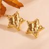 18K Gold Plated Non-fading Star Stud Earrings - Stainless Steel & Titanium, Cross-border Fashion