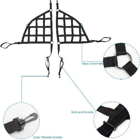RT-TCZ Cargo Net, 3 Set Mesh Cargo Roof Net for Jeep Wrangler JK JKU 2007-2018 4 Door (Black)