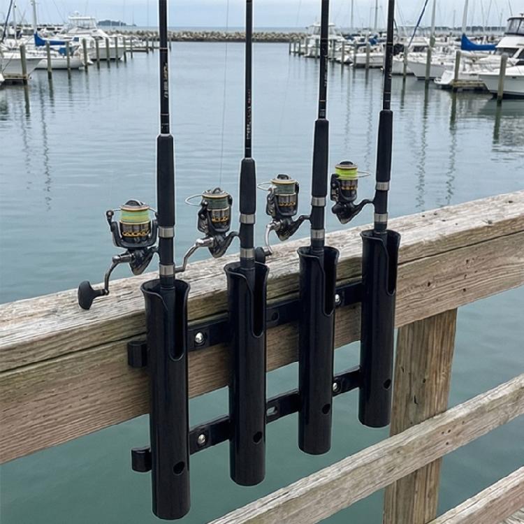 4 Slot Fishing Rod Mounting Brackets Adjustable Fishing Poles Rack With Storage Space For Truck Canoes Dock Or Pontoons