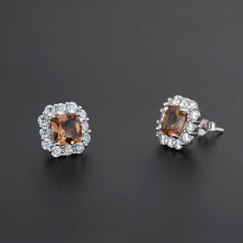 FFGems New Design Created Zultanite Stud Earrings Silver Square Stone Color Change Fine Jewelry For Women Girl Party Gift