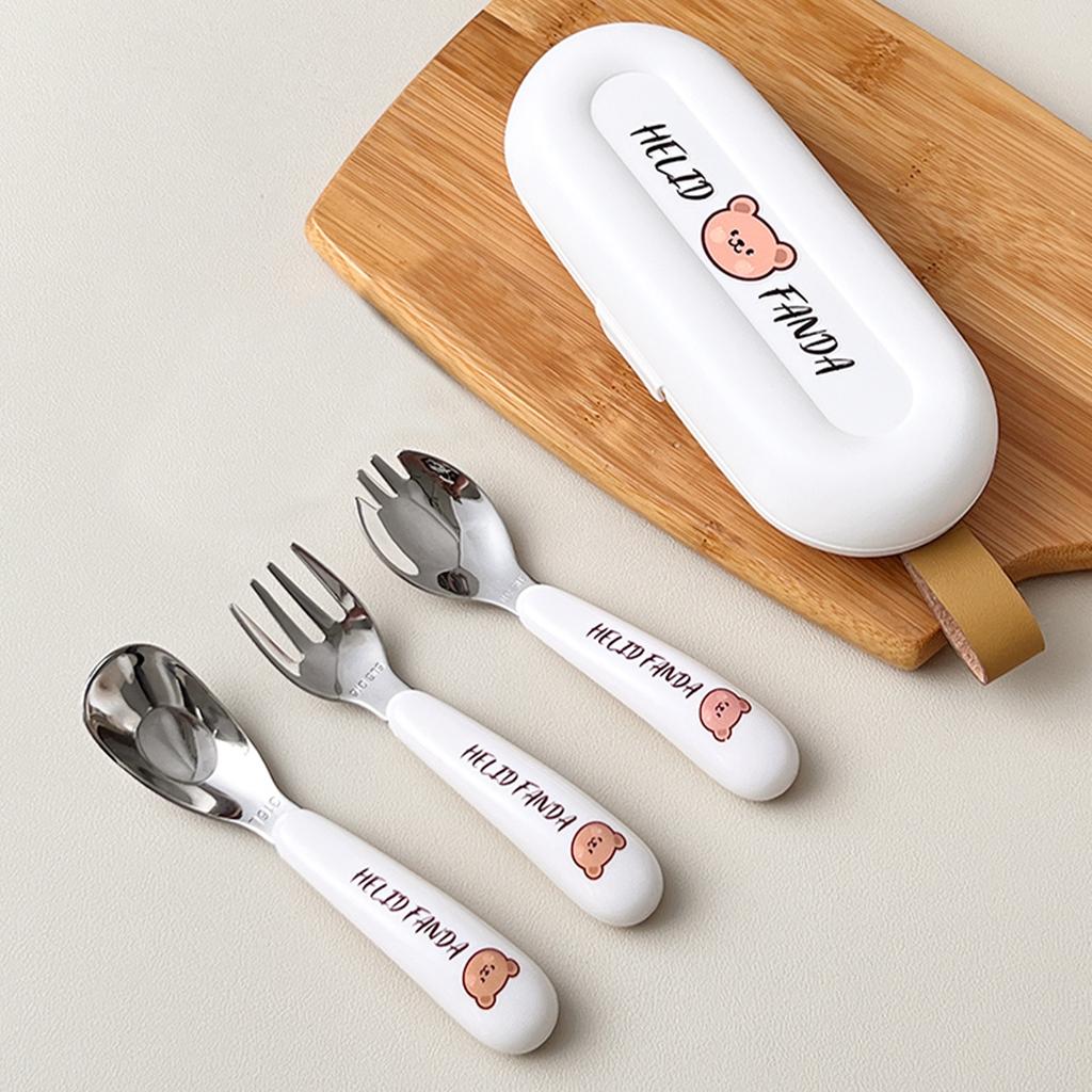 Portable Tableware Set 316 Stainless Steel Kid Spoon Fork Removable Chopsticks With Storage Box Outdoor Camping Cutlery