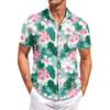 Men's Vintage Button Down Bowling Shirts Short Sleeve Summer Beach Shirt