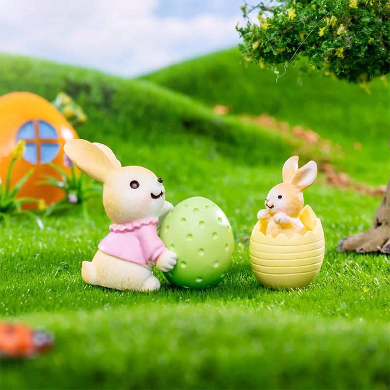 

Rabbit Figurine Diy Micro Landscape Home Decor Vehicle Mounted Desktop Ornaments Dollhouse Miniature Toy Decor Easter Gifts