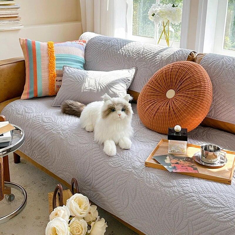 

Embroidered French Retro Cotton Sofa Cushion Cover Heavy Duty Back Towel Soft Comfortable Home Decor 70x70cm 1pc