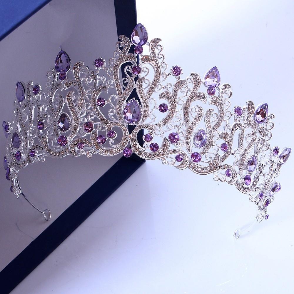 Shiny Silver Princess Tiara Crystal Rhinestone Crown Exquisite Baroque Luxury Crown Wedding