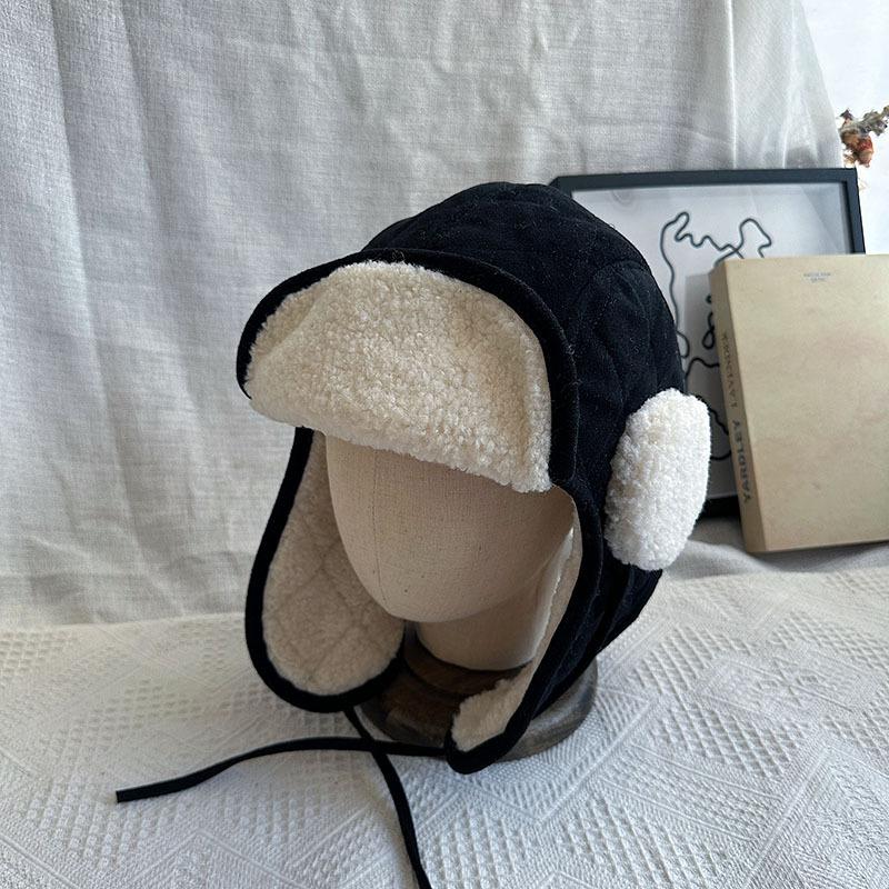 Suede Lei Feng Hat Women's Autumn and Winter Warm and Coldproof Plush Ear Protection Hat Outdoor Cycling Plus Velvet Flying Hats