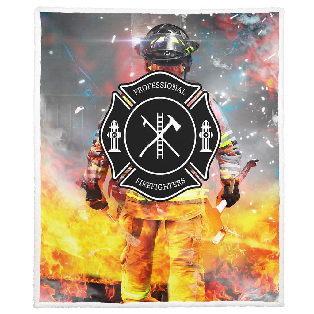 Firefighter Theme Printed Blanket for Sofa Bed Travel Camping Living Room Office Conditioning Blanket for All Seasons Gifts