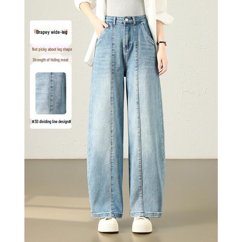 TERRE BLEUE Retro High-Waist Wide-Leg Jeans L