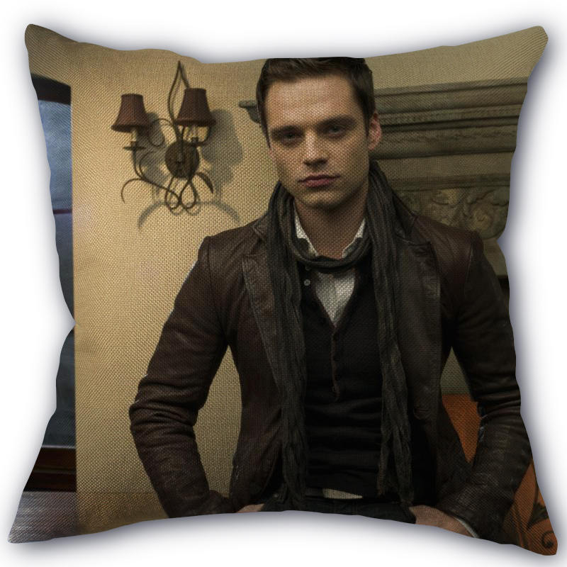45X45cm Pillow Cover Sebastian Stan Home Decorative Pillowcase Square Zipper Cotton Linen Pillow Cases Bedroom 0331