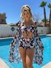 Mingyi European Mesh Blouse & Sexy Leg-Length Pants Three-Piece Swimsuit