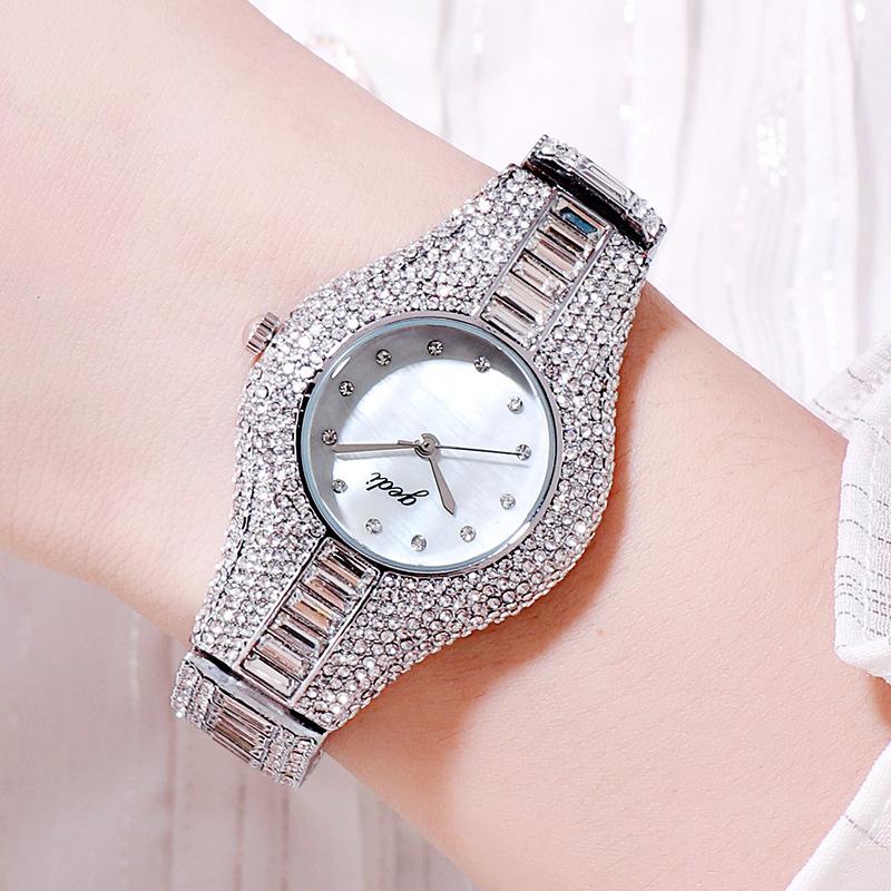 Orologio da Donna Acciaio Cinturino Incrostato di Diamanti Lusso Leggero Lega di Alta Gamma Orologio Impermeabile Quarzo Orologio da Donna