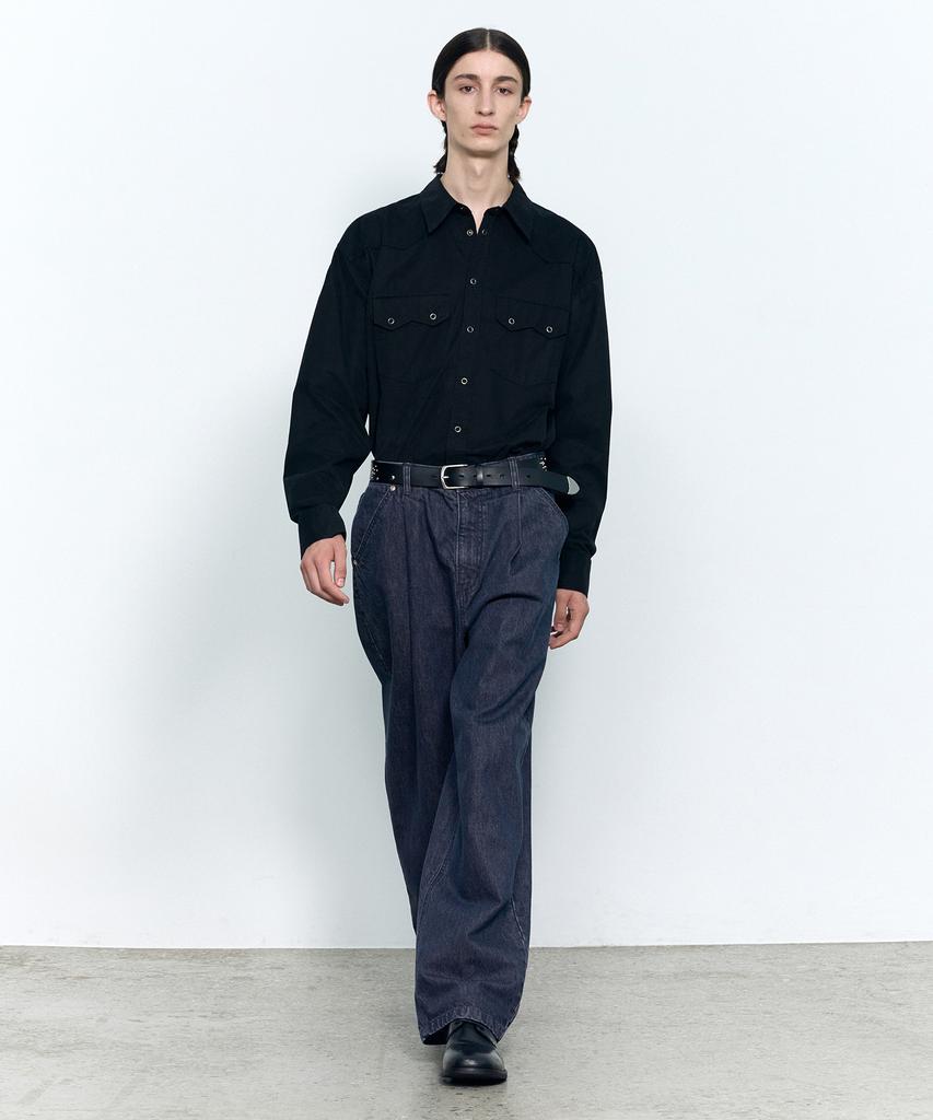 INSILENCE Calik Natural Washed Denim Pants Mid Blue