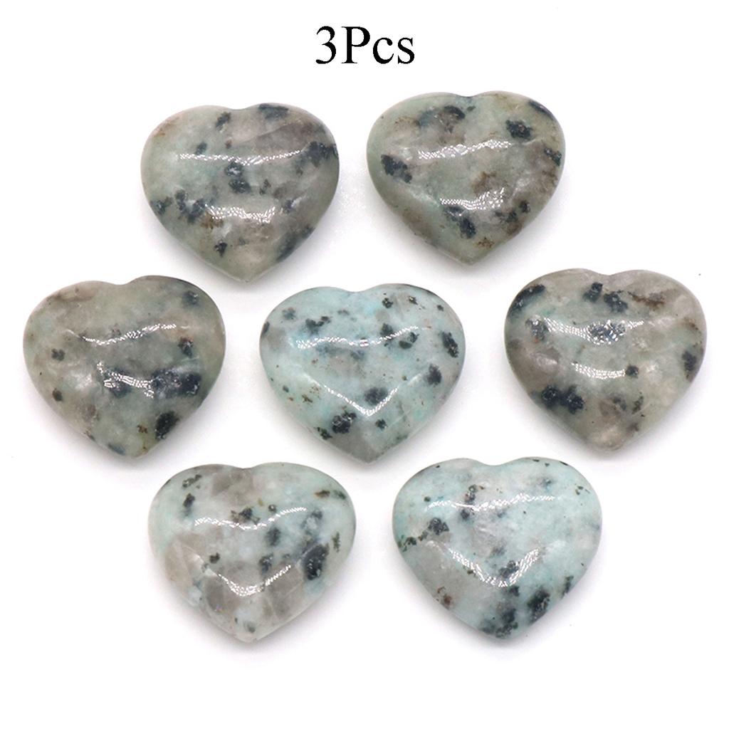3Pcs, Assorted Natural Crystal Heart Stones Bulk Polished Healing Crystal Hearts for DIY Jewelry, Meditation, Reiki & Valentine's Day Gifts