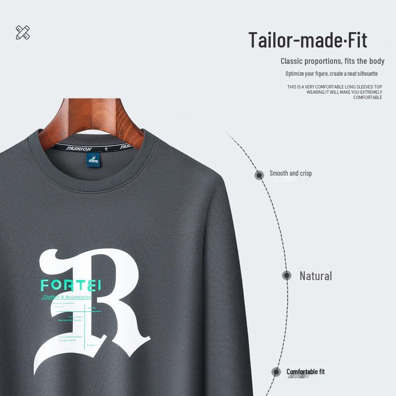 FORTEI Men's Silk & Cotton Blend Round Neck Sweatshirt