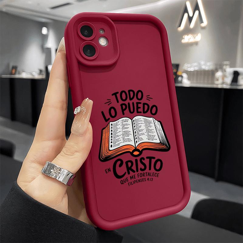 Christian Bible Book Pattern Silicone Phone Case For iPhone 17 16 16e 15 14 13 12 11 Pro Max Plus XS XR X Shockproof Soft Cover