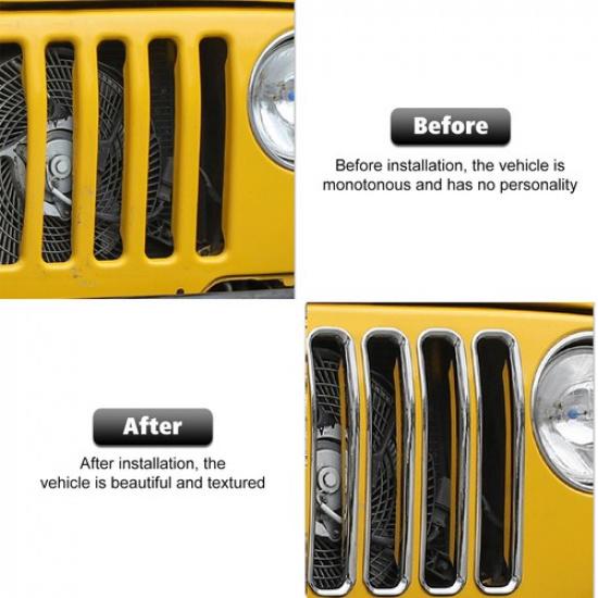 Chrome Front Grill Grille Ert Trim Decor Ring for 1997-2006 Jeep Wrangler TJ