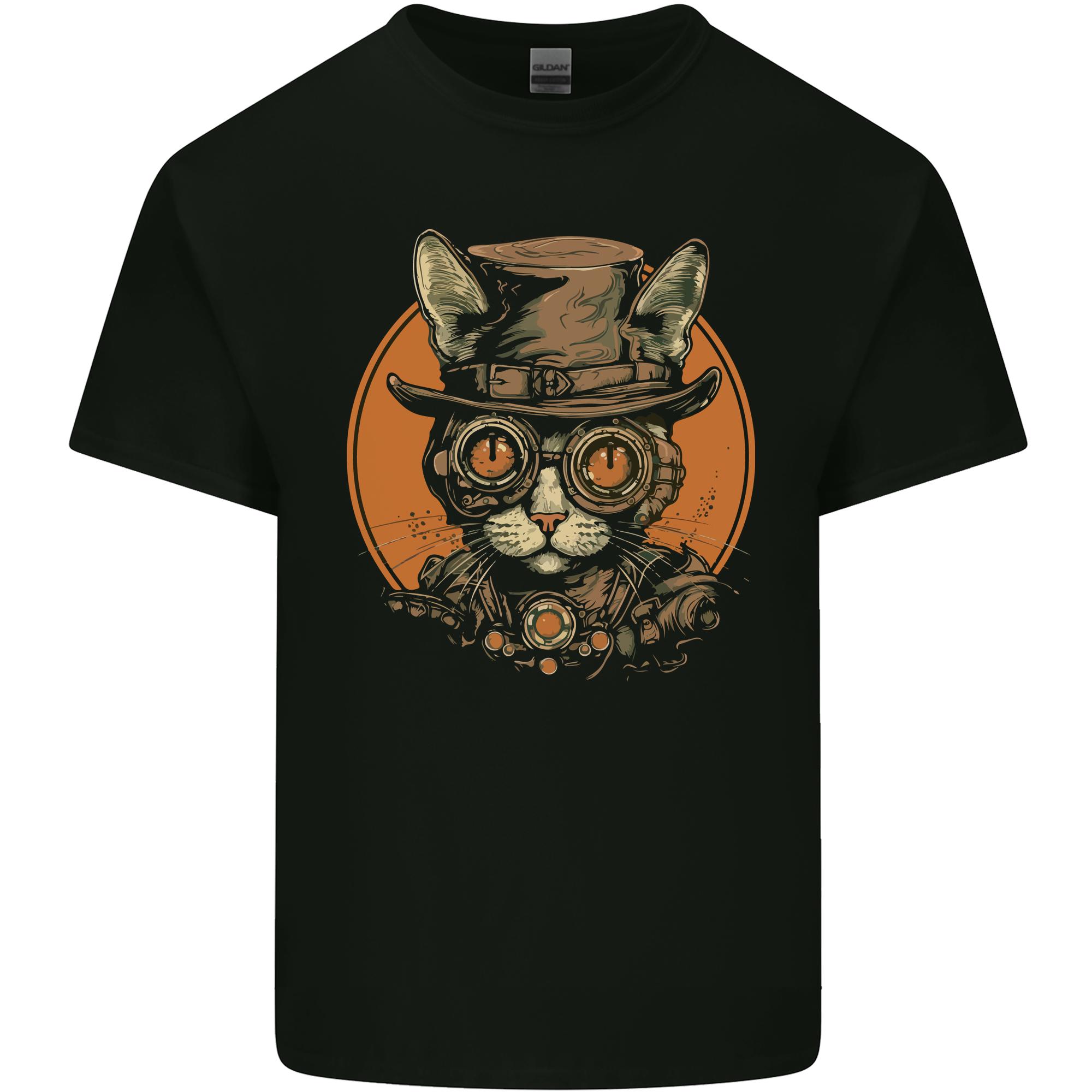A Steampunk Cat With a Hat Glasses Unisexs Light Cotton TShirt S