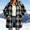 Women's Casual Plush Plaid Zip-Up Jacket for Fall and Winter Wear