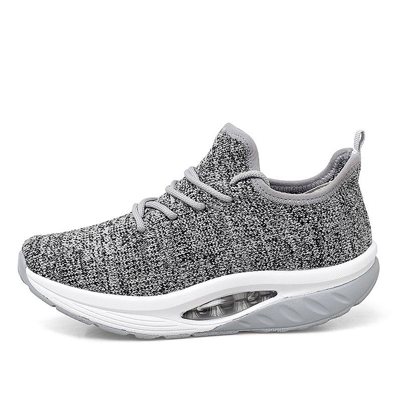 Spring flying weaving rocking shoes air cushion sneakers fitness mother shoes mesh breathable women's shoes