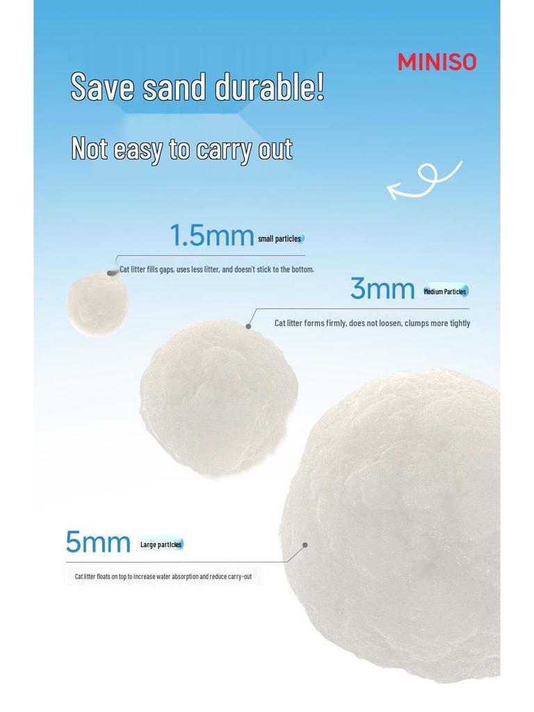 MINISO Tapioca Cat Litter: Plant-Based, Antibacterial, Deodorizing, Dust-Free, Easy Clumping (8 Bags)