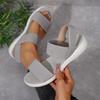 Mode Damen Strick Elastisches Tuch Keilsandalen Slip On Leichte Wandersandalen Damen Übergröße Bequeme Sommerschuhe Frau 2025