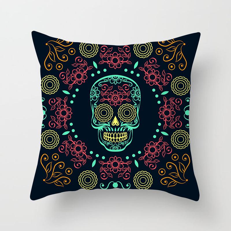 Black Grey Skull Face Living Room Decor Pillowcase Car Halloween Sofa Cushion Cover