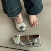 Niche design sense bow Mary Jane shoes women's summer French fashion pearl single shoes with skirt high heels