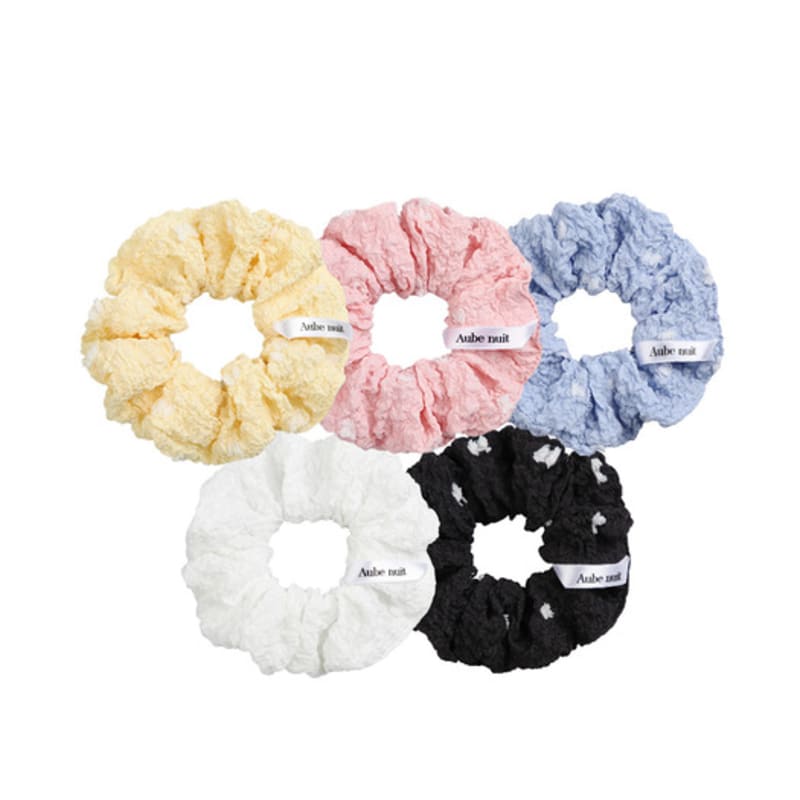 Aube Nuit Dot Wrinkle Hair Scrunchie White M