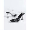 MCLUBGIRL  British Style Square Head Sandals, New Daily Transparent Rhinestone Low-heeled Sandals In Summer 2026  LFD-1008-4