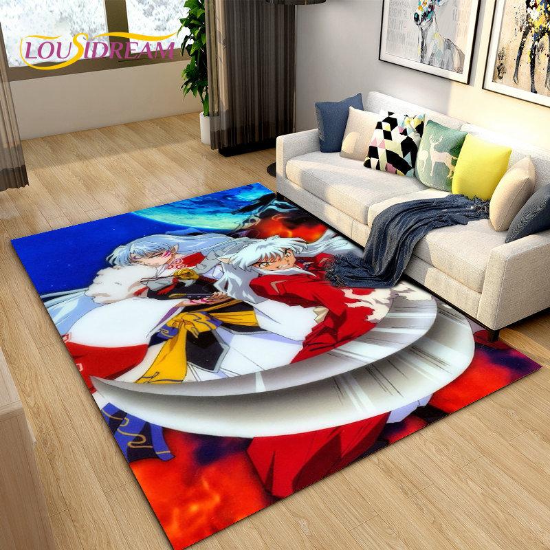 Inuyasha Japan Anime Cartoon Bereich Teppich, Teppich Teppich für Wohnzimmer Schlafzimmer Sofa Fußmatte Dekoration, Kinder spielen rutschfeste Bodenmatte