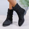 Woman Suede Ankle Boots Autumn New Fashion Thick Heels Back Zipper Boot Woman Design Chunky Heel Pointy Short Botas 2026