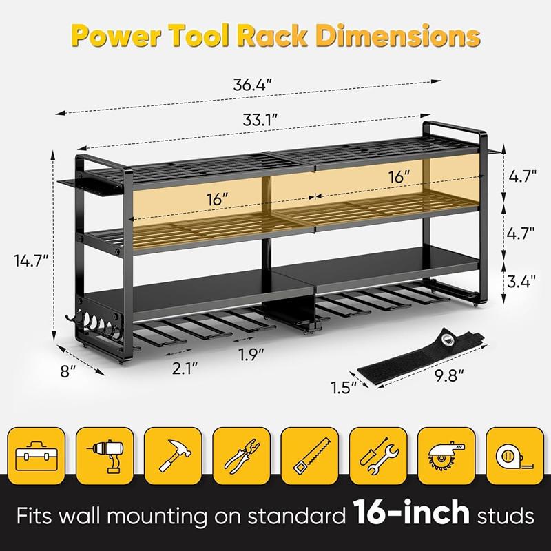 Iron Multifunctional Drill Rack Wall Mounted Electric Tool Rack Hand Drill Storage Rack Garage Screwdriver Organizer Tools