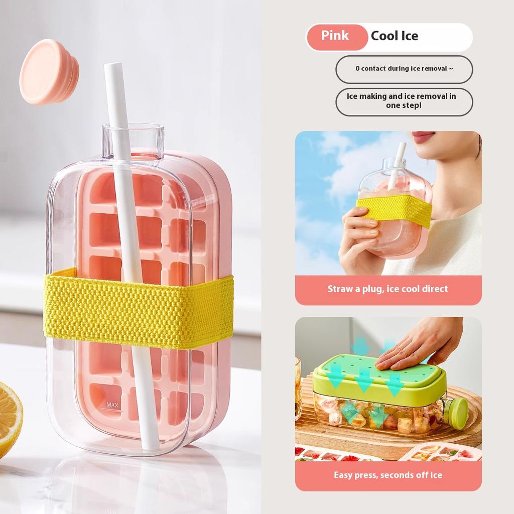Gianxi Ice Cube Mold Ice Grid Water Bottle Household Food Grade Pressed Ice Storage Box Ice Cube Artifact