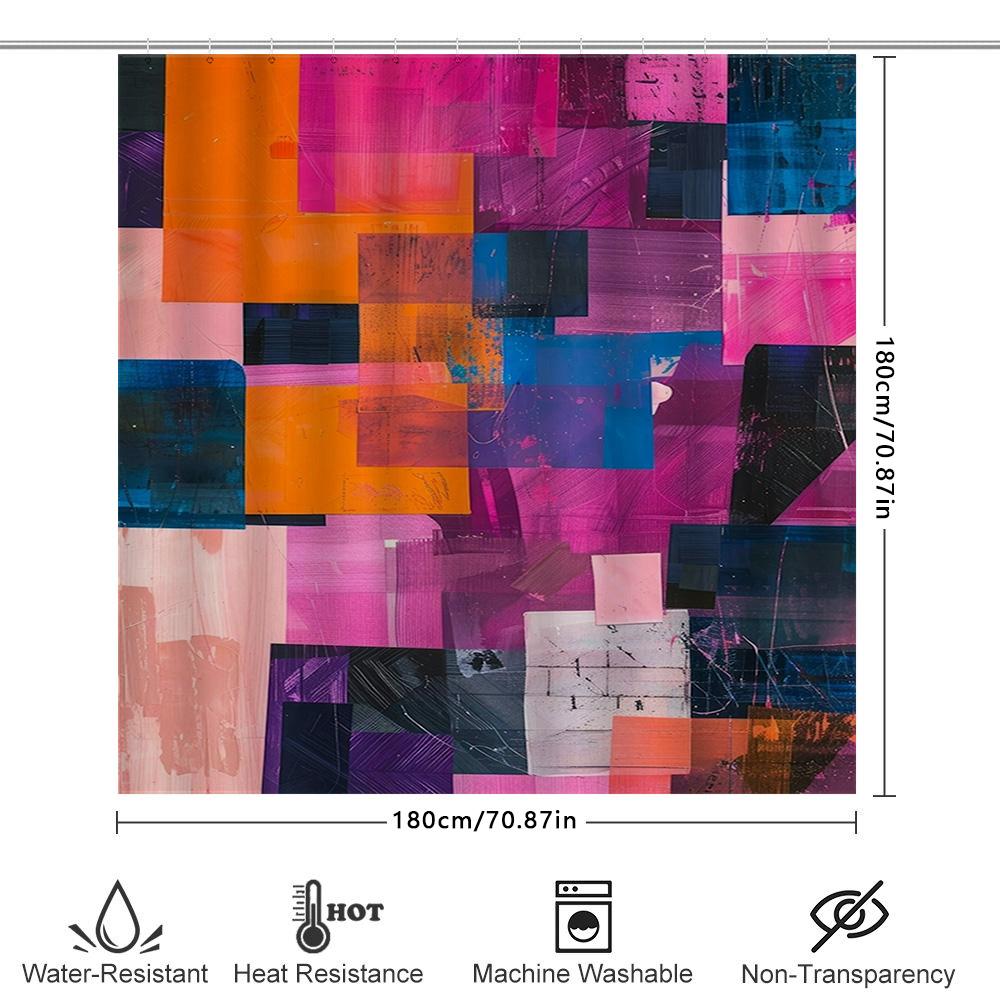 Colorful Modern Shower Curtain Abstract Design Bath Decor for Home Decoration Waterproof Fabric Available in Multiple Sizes on A