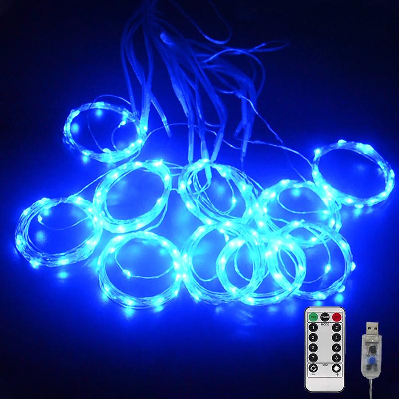 

Светодиодная гирлянда для занавесок, оконная занавеска, USB-разъем, сказочный светильник, рождественская гирлянда, свадебная вечеринка, рождественское эстетическое украшение комнаты 3 x 1M 100LEDs синий