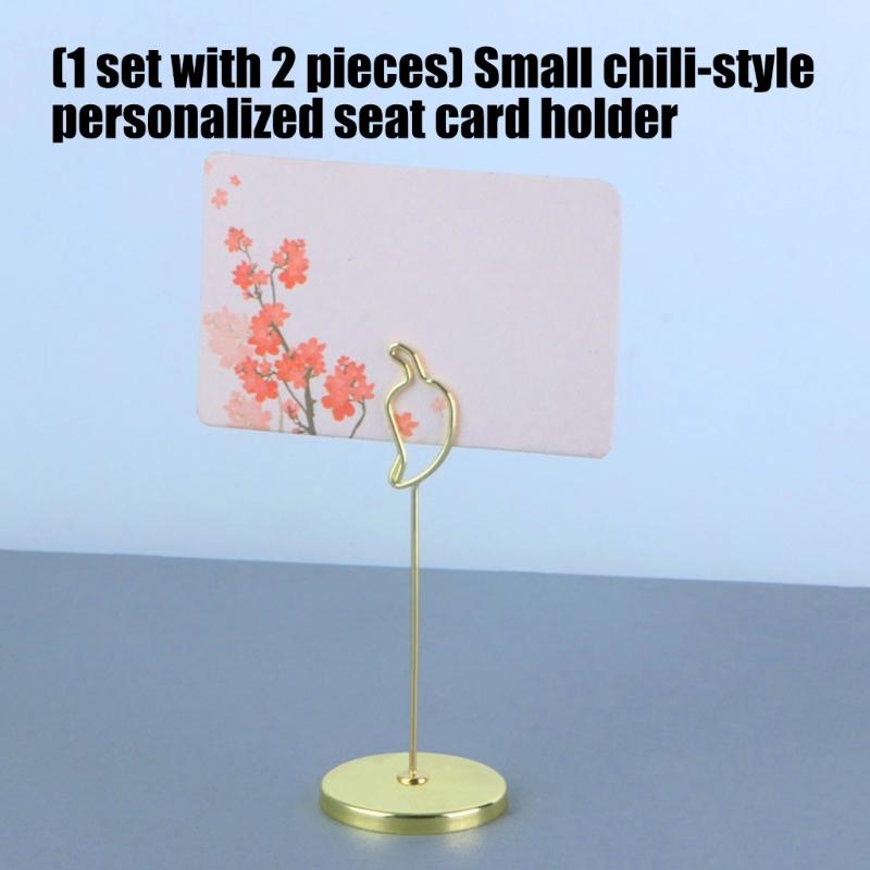 2Pcs Pepper Shape Metal Note Memo Holder Place Card Holder Photo Display Stand For Table Decoration Festival Celebration