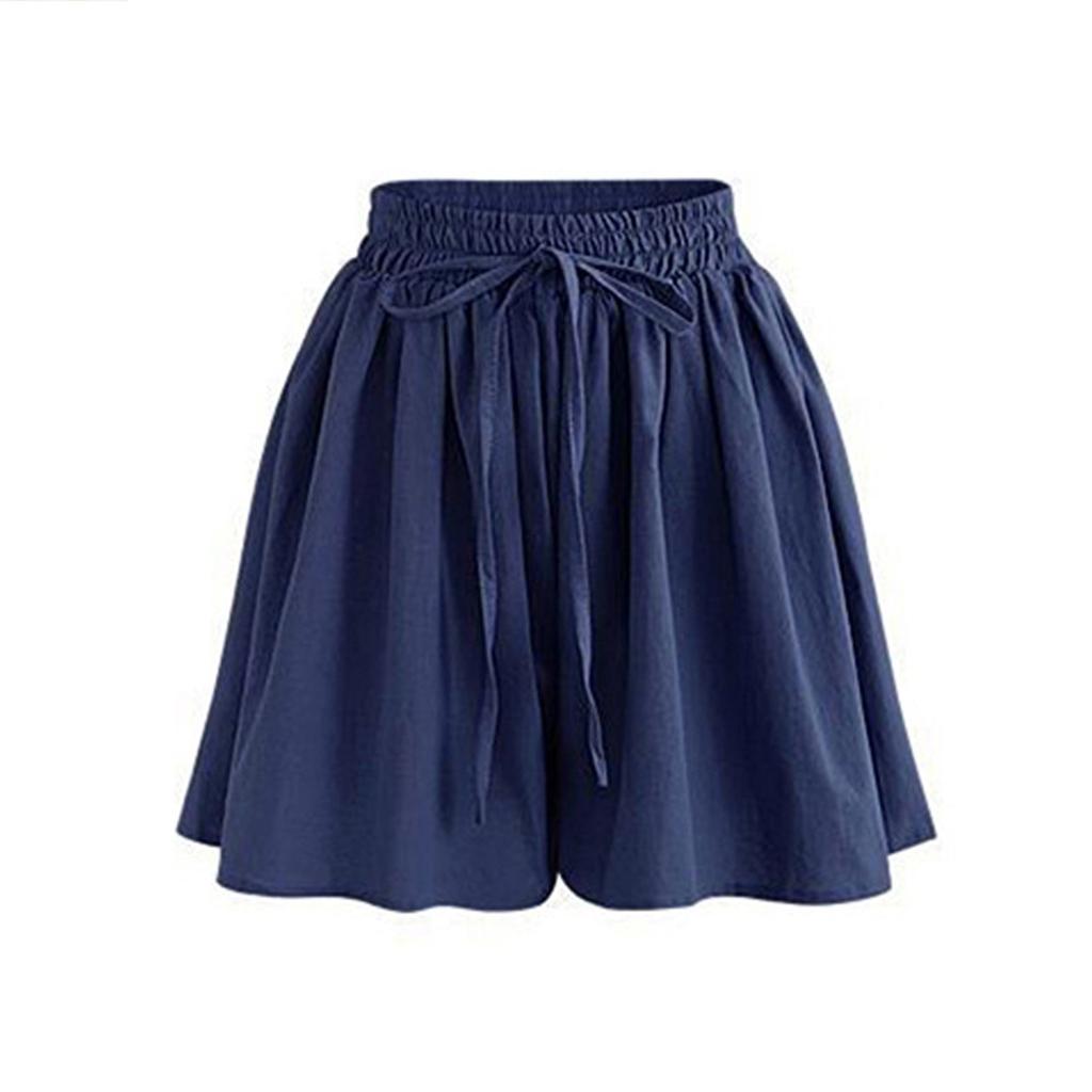 Women's Shorts High Waist Drawstring Knee Length Shorts Elastic Comfy Shorts With Pockets