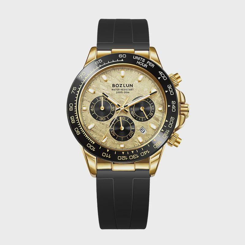 

Luxury Movement Quartz Watches Men Chronograph Wristwatch Fashion Luminous Hands Waterproof Watch золотий