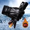 Solid Color Thickened Warmer Glove PU Fashion Waterproof Mittens Minimalism Outdoor Riding Gloves