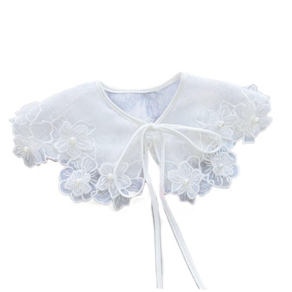 

Органза Цветок Ложный воротник Изысканное кружево Вырез плечо Украшение Ложный воротник Женщины/девушки белый