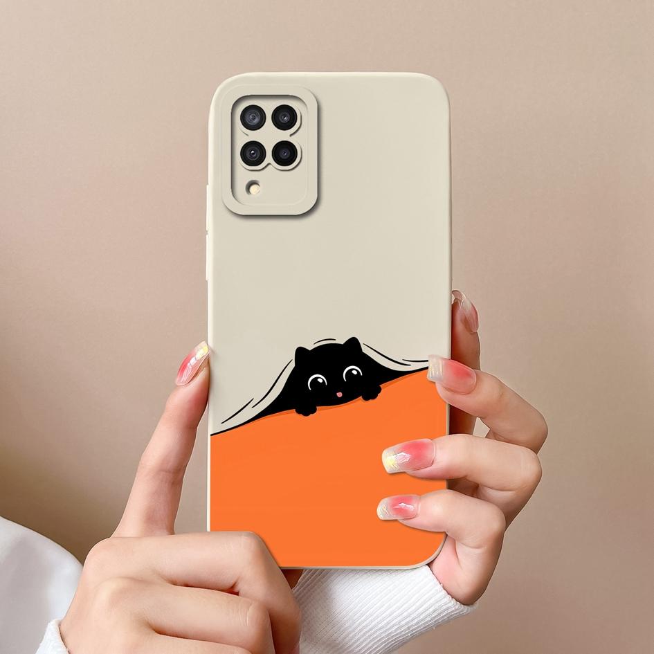 Telefonabdeckung Neu für Samsung M12 A02 A03 Core A04 A10 A13 A14 A20S Hülle Niedliches Kaninchen Matt Weiche Flüssigkeit Silikon Displayschutzhülle für Samsung Capas