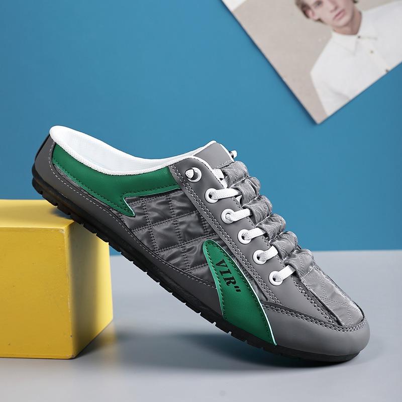 Spring men's shoes versatile casual shoes lazy one pedal half drag board shoes Doudou shoes men breathable and comfortable