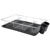 3 Piece Chrome Dishrack with Self Draining Tray Side Caddy Non Slip Feet Kitchen Storage Organizer Flatware Drying Rack