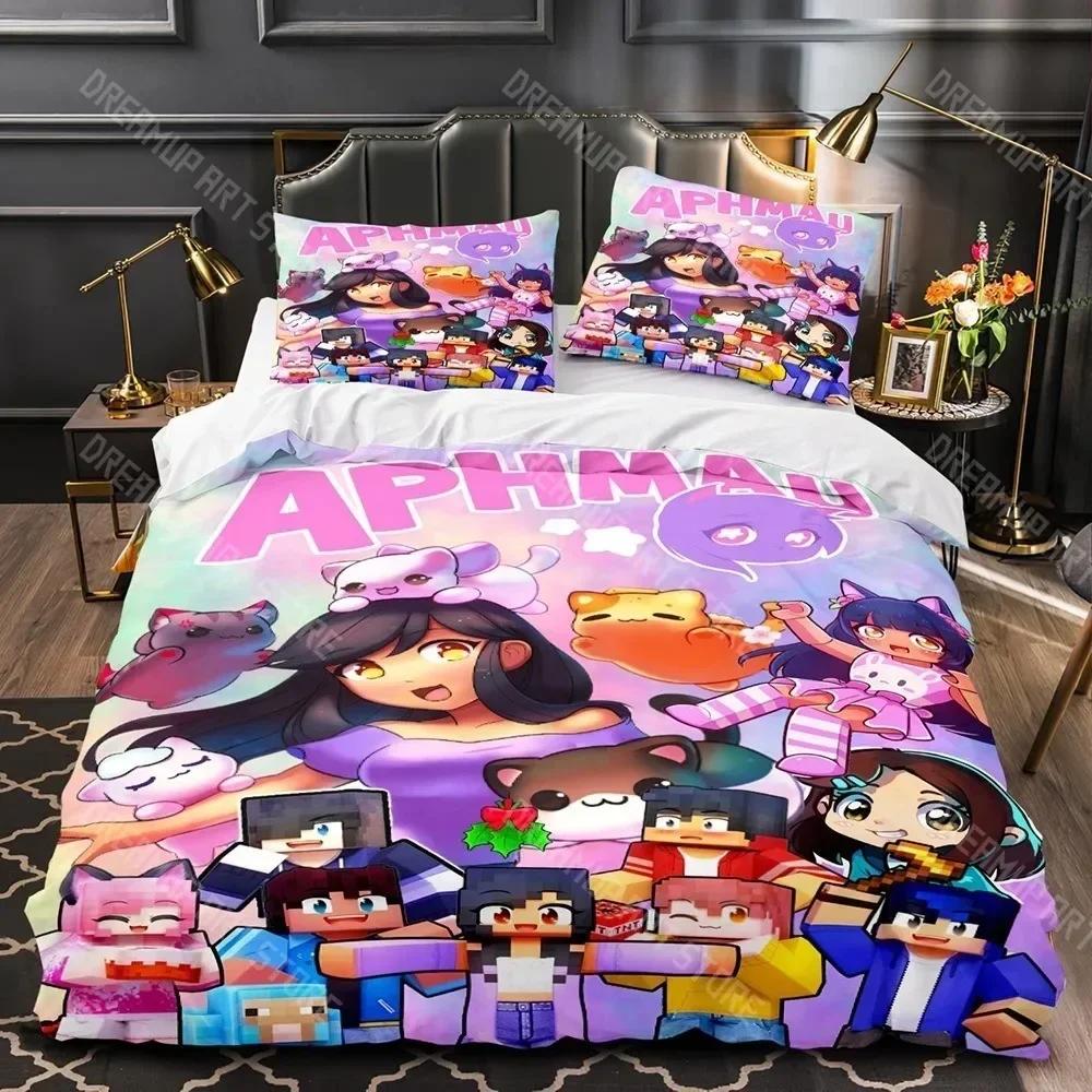 3D Print APHMAU Bedding Set Single Twin Full Queen King Size Kawaii Aphmau Bed Set Aldult Kid Bedroom Duvetcover Sets