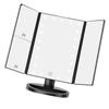 LED Vanity Mirror Three Fold USB Black with Data Cable Small Mirror Makeup Mirror for Bedroom Daily