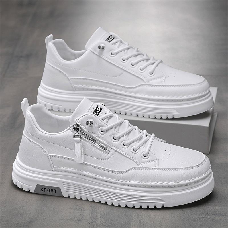 Men'S Thick Sole Casual Shoes Spring New Breathable Soft-Sole Anti-Slip Outdoor Walking Shoes White Flat Shoes Sports Board Shoe
