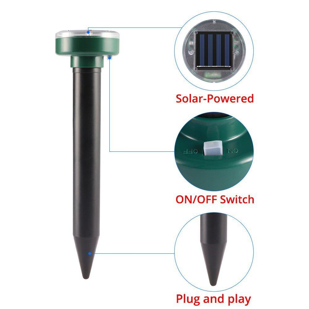Solar Ultrasonic Electronic Mouse Repeller Snake Repeller Insect Repeller High Power Vibration Built Battery IP64 Sun Charging