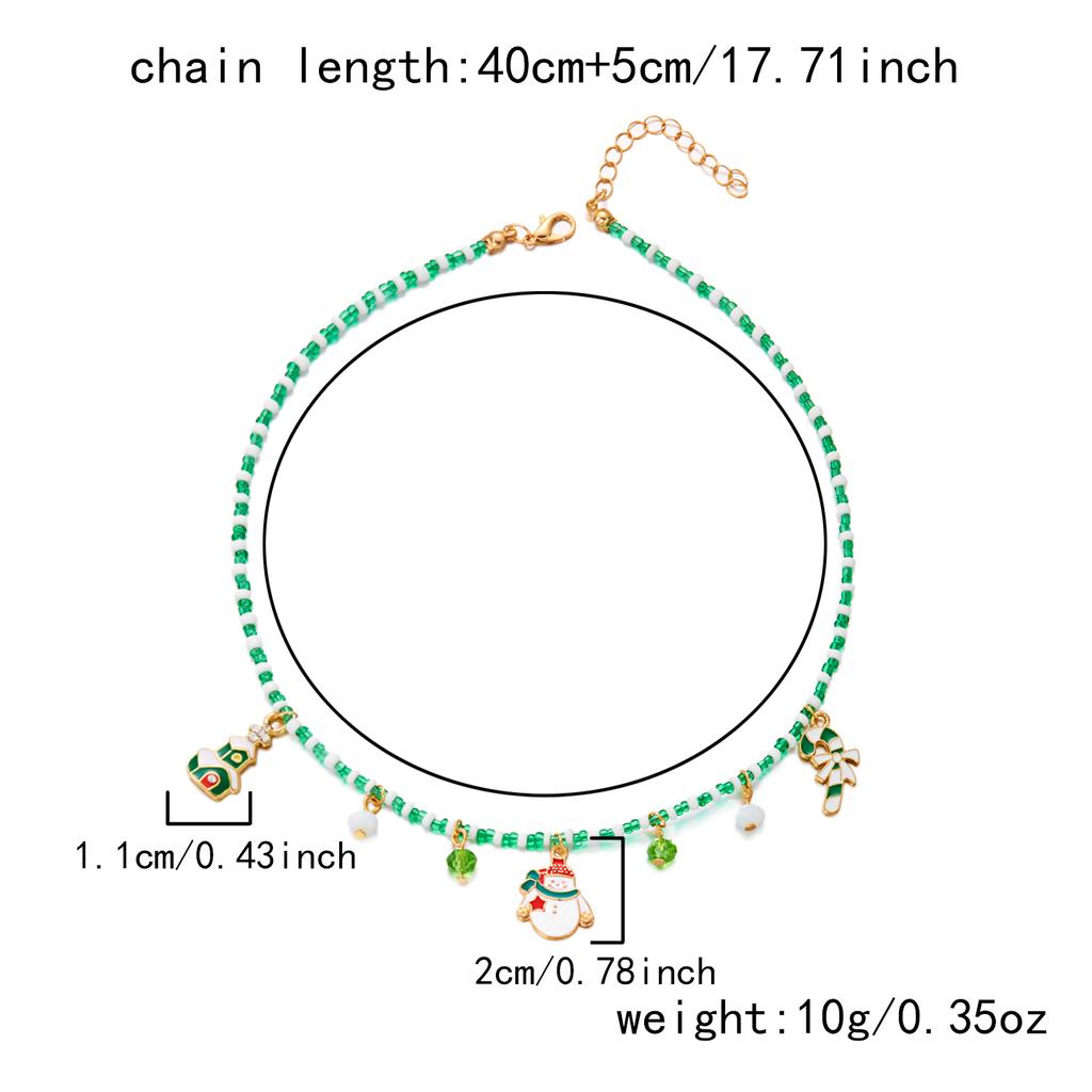 Trendy Christmas Snowman Beaded Choker Clavicle Chain Necklace for Women Delicate Sweet Xmas Snowflake Festival Jewelry Gift